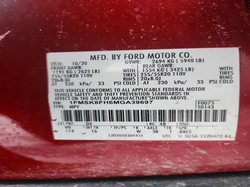2021 FORD EXPLORER LIMITED  
