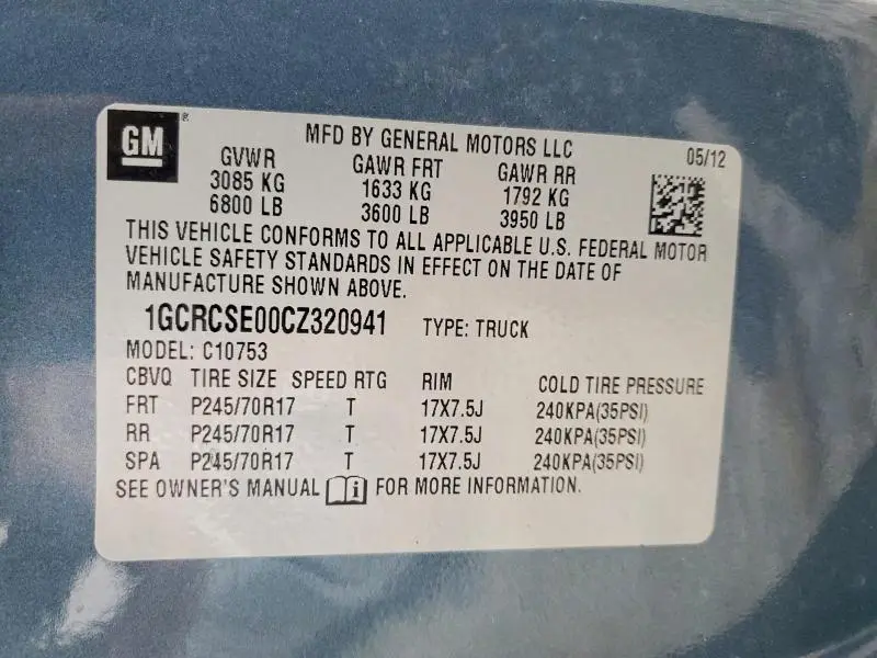 2012 CHEVROLET SILVERADO C1500 LT  