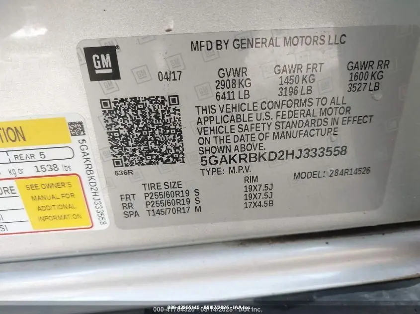 2017 BUICK ENCLAVE LEATHER