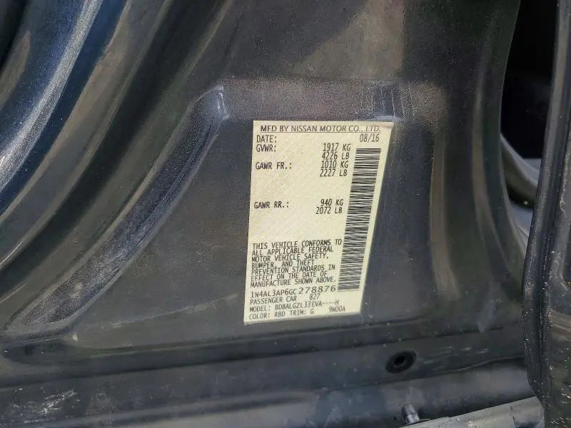 2016 NISSAN ALTIMA 2.5 S  