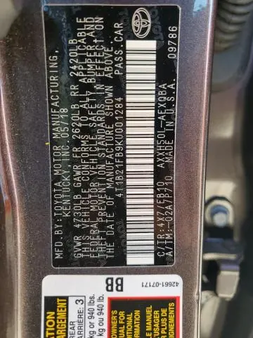 2019 TOYOTA AVALON XLE  