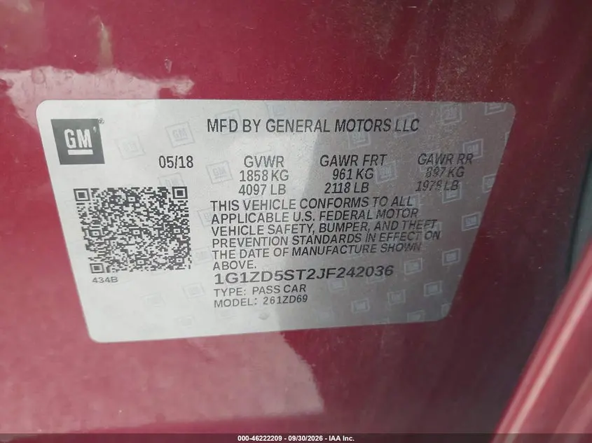 2018 CHEVROLET MALIBU LT