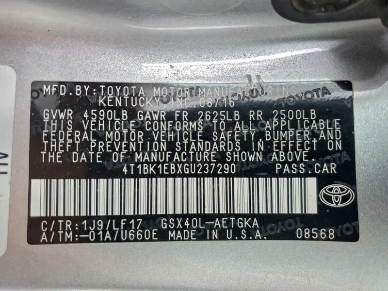 2016 TOYOTA AVALON XLE  