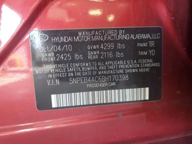 2011 HYUNDAI SONATA GLS  