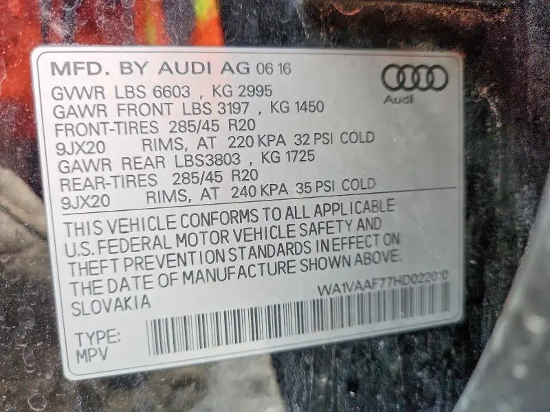 2017 AUDI Q7 PRESTIGE  