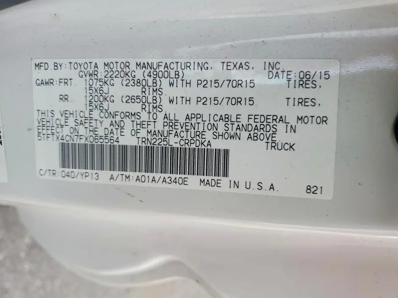 2015 TOYOTA TACOMA ACCESS CAB  