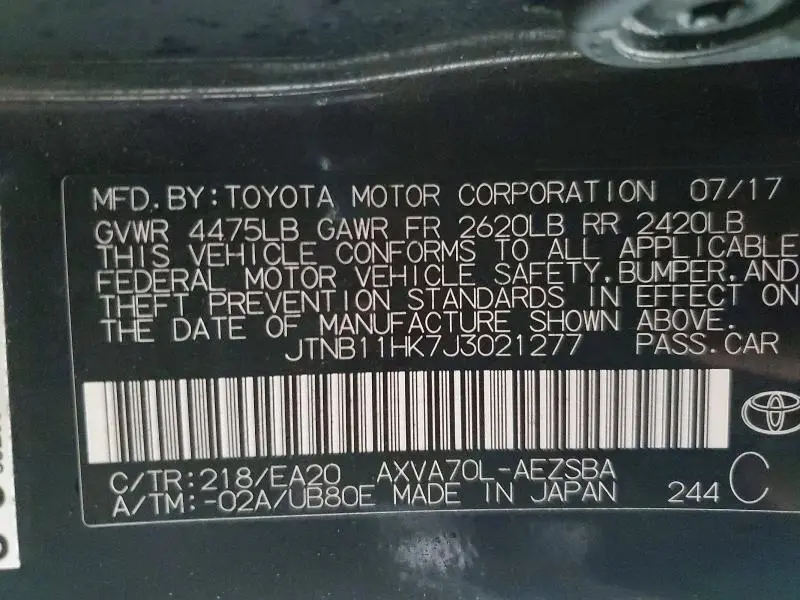 2018 TOYOTA CAMRY SE  