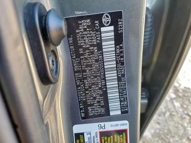 2012 TOYOTA CAMRY BASE  