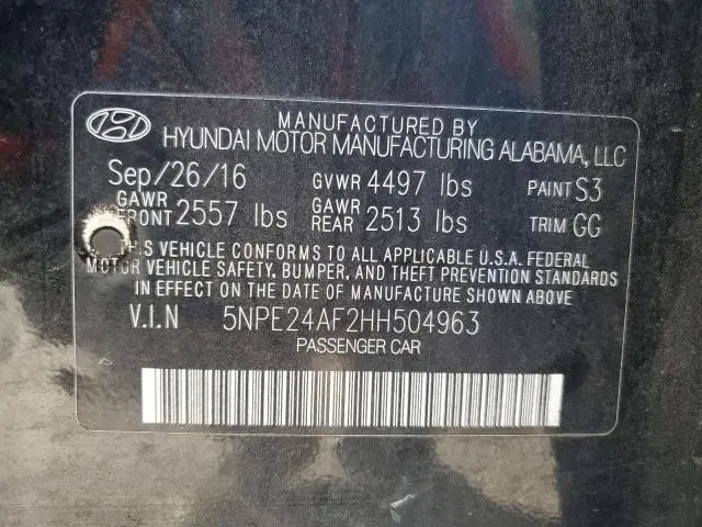 2017 HYUNDAI SONATA SE  