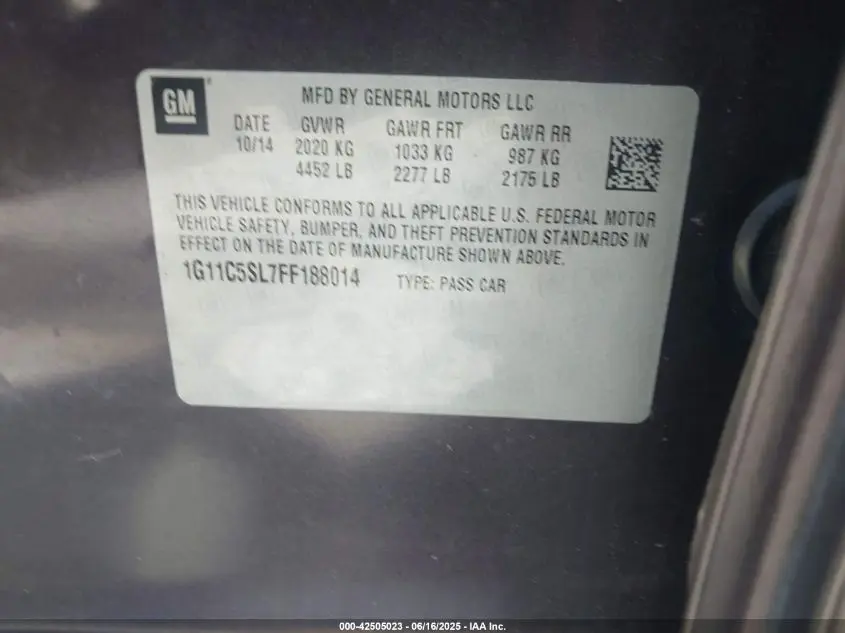 2015 CHEVROLET MALIBU 1LT