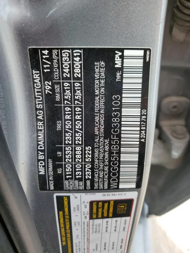 2015 MERCEDES-BENZ GLK 350  