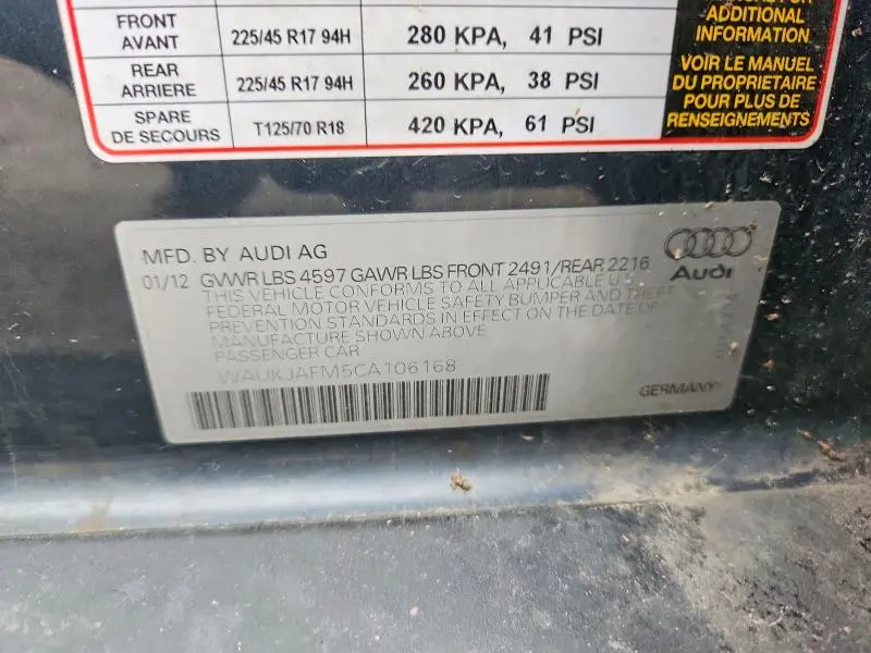 2012 AUDI A3 PREMIUM PLUS  