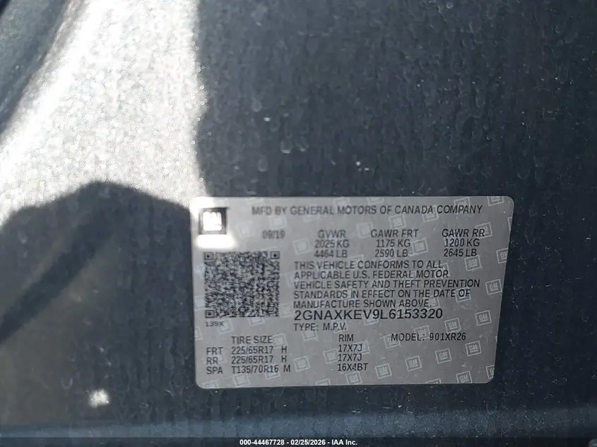2020 CHEVROLET EQUINOX FWD LT 1.5L TURBO