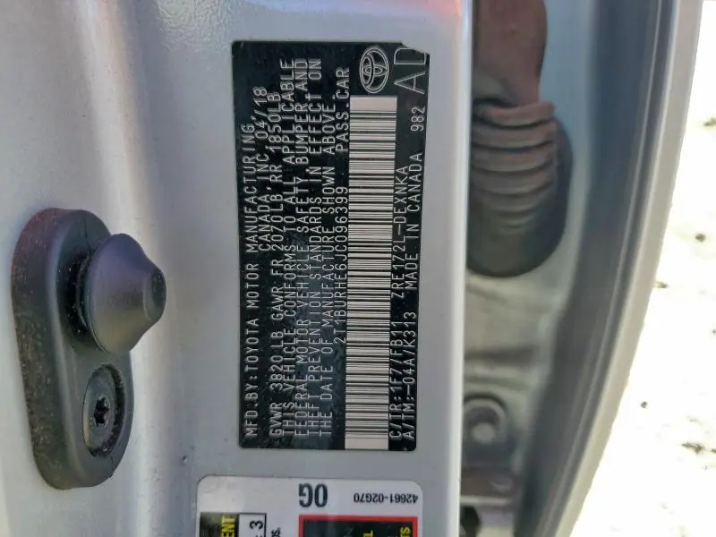 2018 TOYOTA COROLLA L  