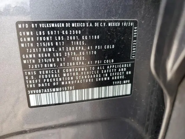 2021 VOLKSWAGEN TIGUAN S  