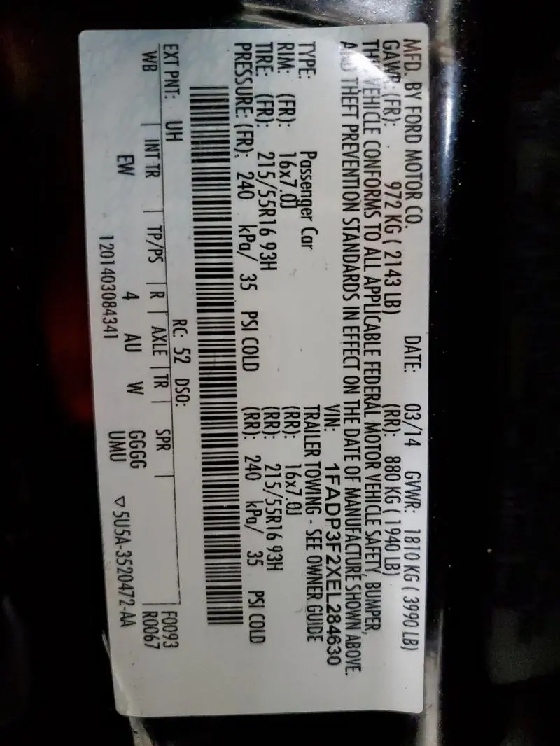 2014 FORD FOCUS SE  