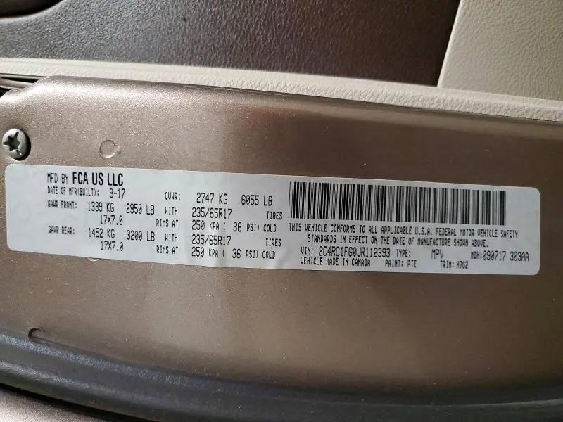 2018 CHRYSLER PACIFICA TOURING PLUS  