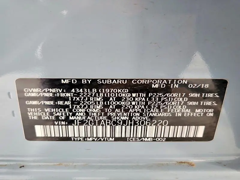2018 SUBARU CROSSTREK PREMIUM  