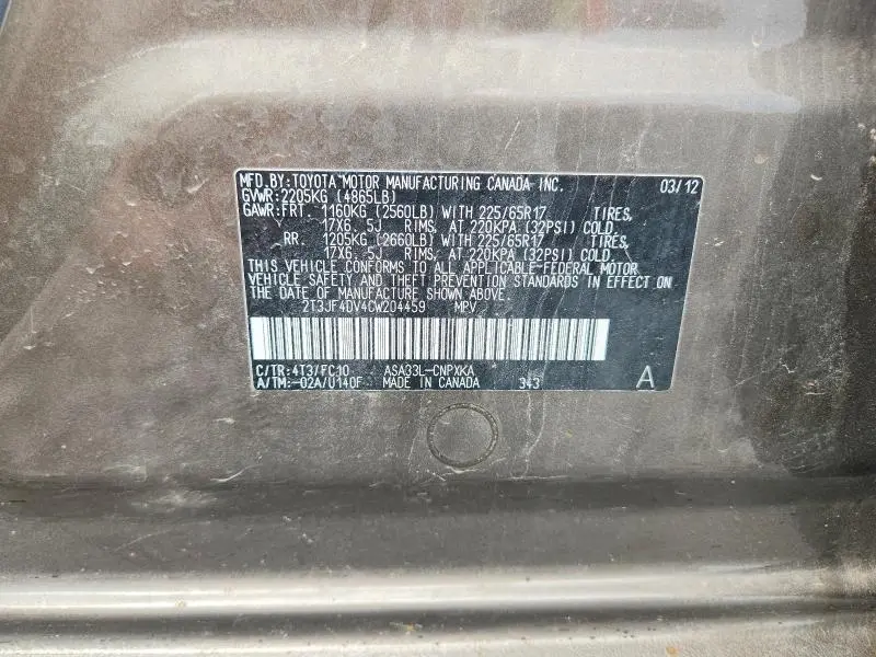 2012 TOYOTA RAV4 BASE  