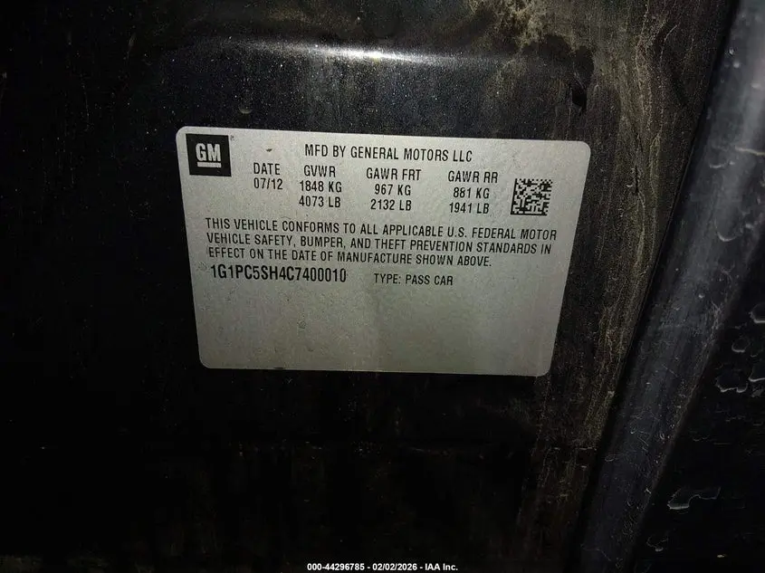 2012 CHEVROLET CRUZE LS