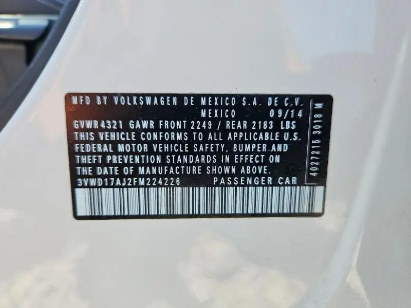 2015 VOLKSWAGEN JETTA SE  
