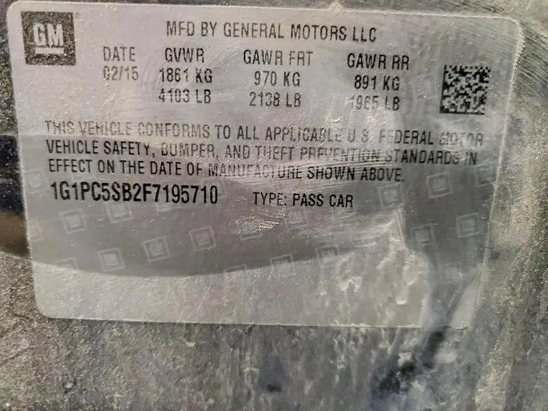 2015 CHEVROLET CRUZE LT  