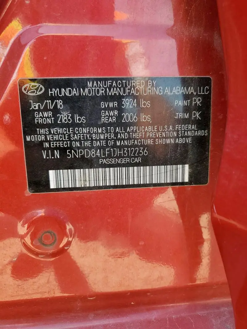 2018 HYUNDAI ELANTRA SEL  