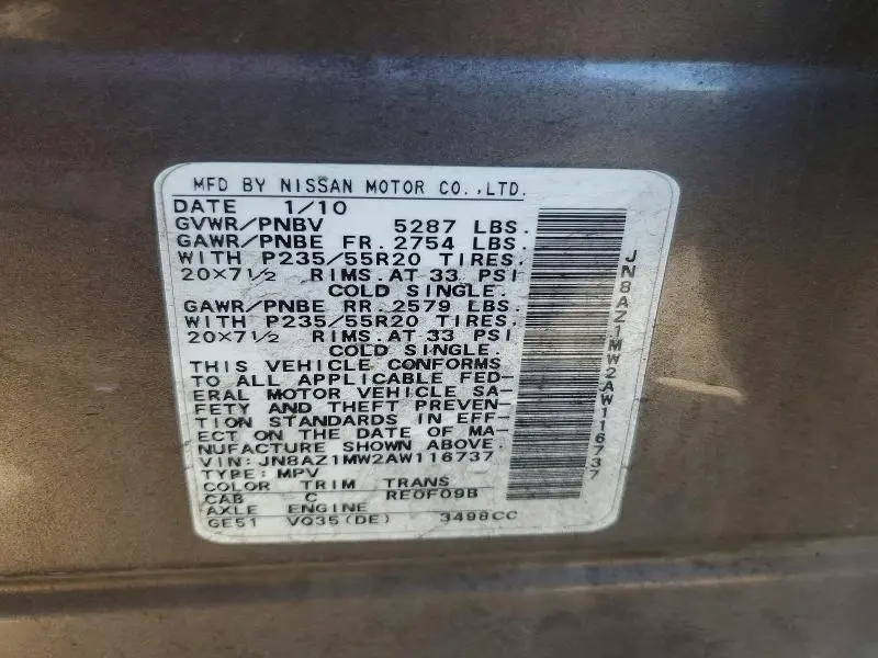 2010 NISSAN MURANO S  