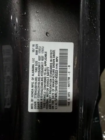 2016 HONDA ODYSSEY EXL  