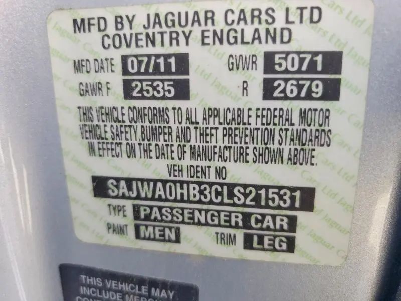 2012 JAGUAR XF PORTFOLIO  