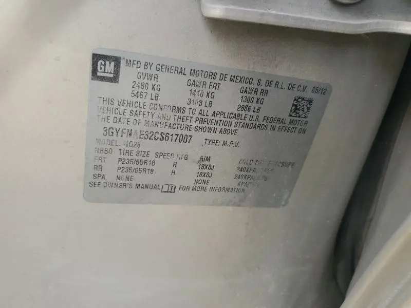 2012 CADILLAC SRX LUXURY COLLECTION  