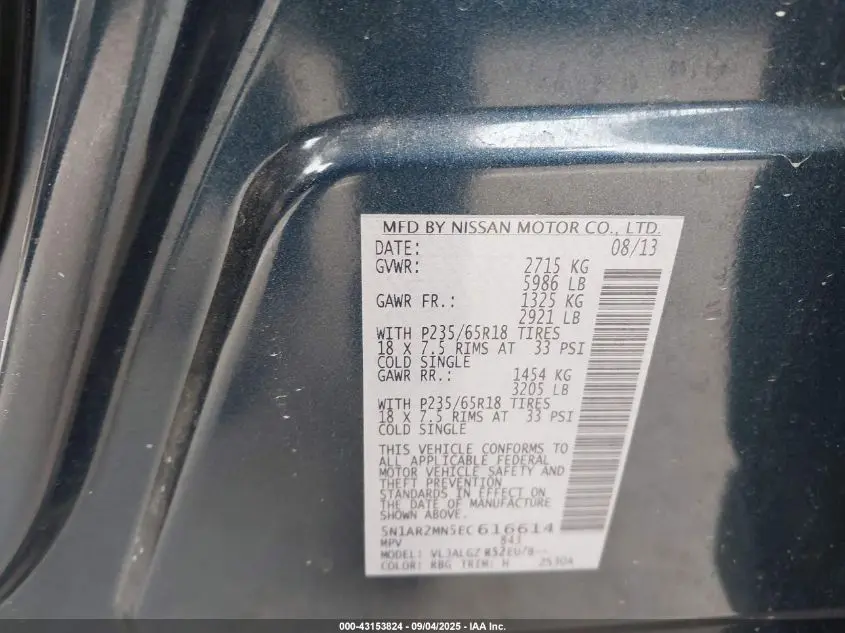 2014 NISSAN PATHFINDER SL