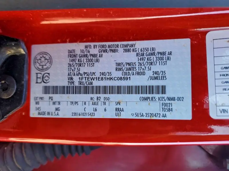 2017 FORD F150 SUPERCREW  