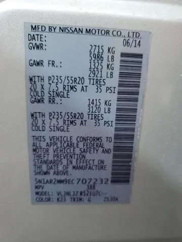 2014 NISSAN PATHFINDER S  