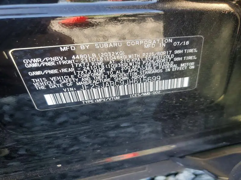 2018 SUBARU FORESTER 2.5I  