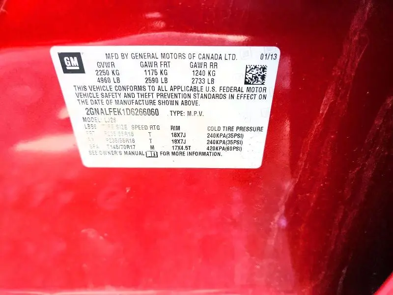 2013 CHEVROLET EQUINOX LTZ  