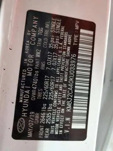 2019 HYUNDAI TUCSON SE  