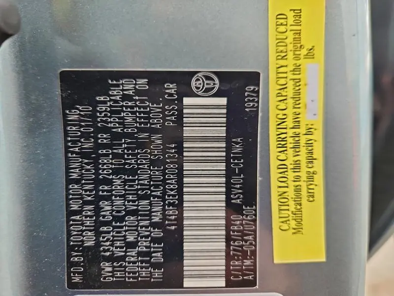 2010 TOYOTA CAMRY LE  