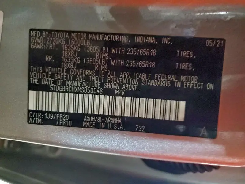 2021 TOYOTA HIGHLANDER HYBRID XLE  