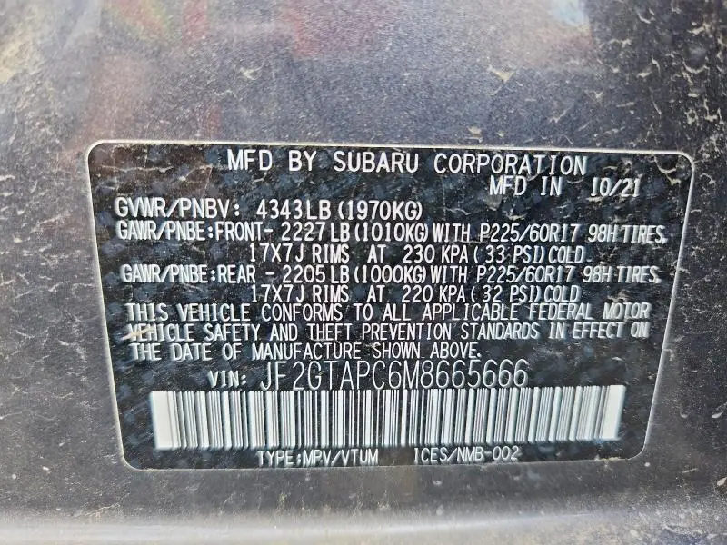 2021 SUBARU CROSSTREK PREMIUM  