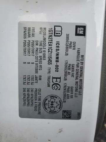 2012 GMC SIERRA K1500  