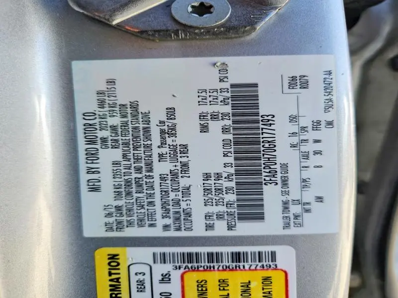 2016 FORD FUSION SE  