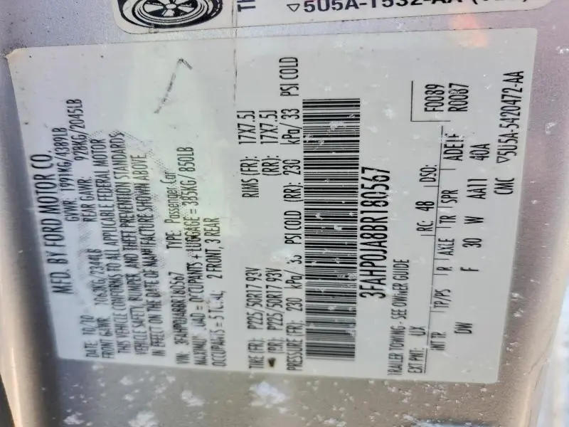 2011 FORD FUSION SEL  