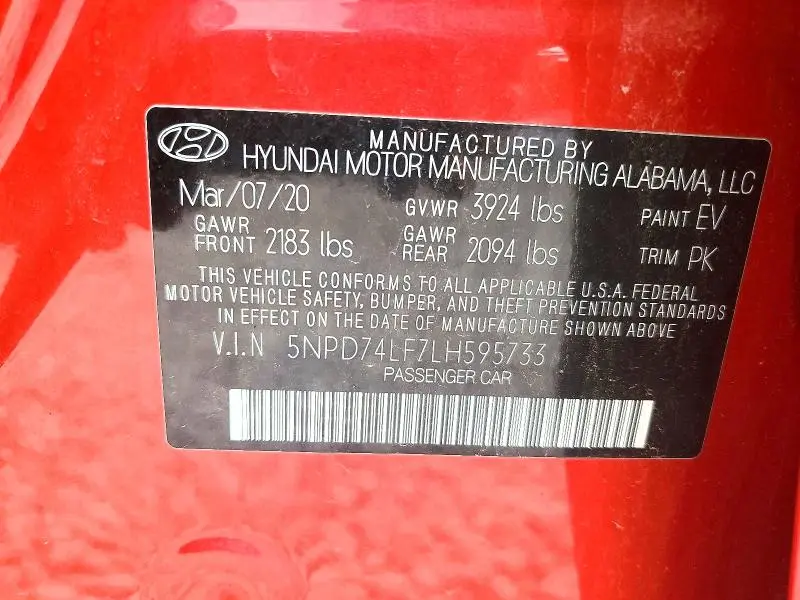 2020 HYUNDAI ELANTRA SE  