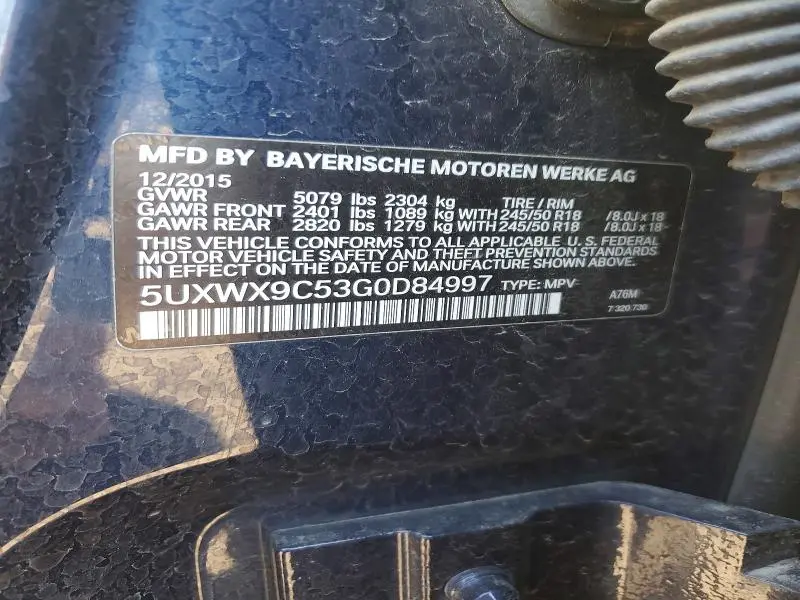 2016 BMW X3 XDRIVE28I  