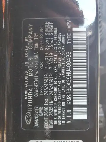 2017 HYUNDAI TUCSON LIMITED  