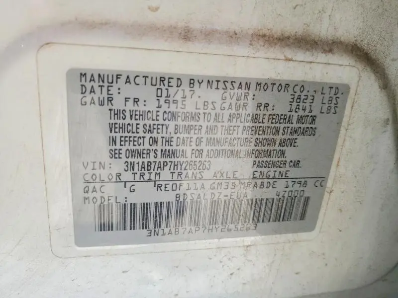 2017 NISSAN SENTRA SV  