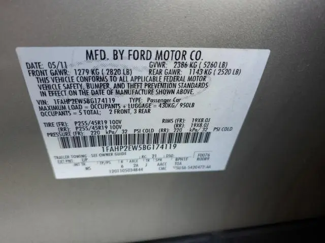 2011 FORD TAURUS SEL