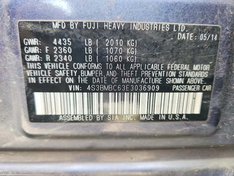 2014 SUBARU LEGACY 2.5I PREMIUM  