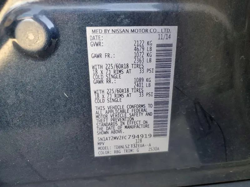 2015 NISSAN ROGUE SL  